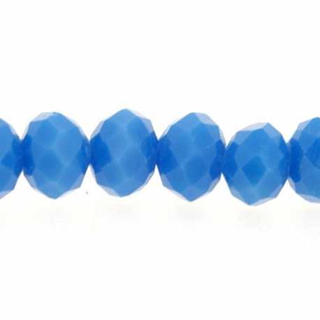 Glaskraal, donut met facetten, blauw, 5 x 6 mm (streng)