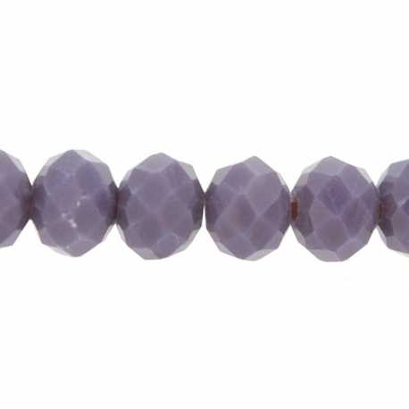 Glaskraal, donut met facetten, paars, 5 x 6 mm (streng)