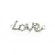 Metaal, tussenstuk, zilver, 'Love', strass, twee oogjes, 30 x 10 mm (3 st.)