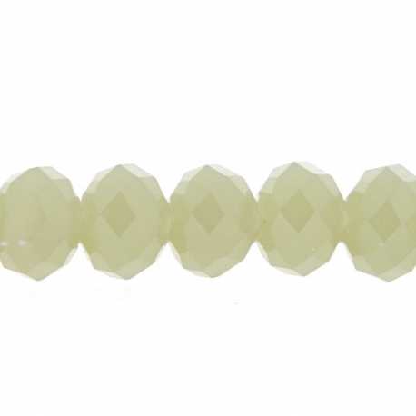 Glaskraal, donut met facetten, olijfgroen, 4 x 6 mm (streng)