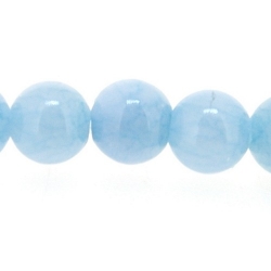 Gekleurd steen kraal, rond, lichtblauw, 6 mm (streng)