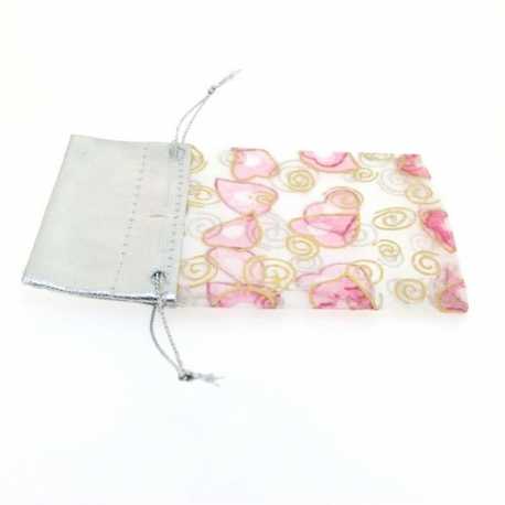 Organzazakjes, zilver, wit/roze, hart, 11,5 x 7 cm (5 st.)