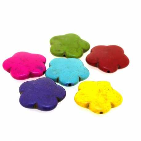 Gekleurd Turquoise kraal, bloem, mix, 20 mm (ca. 21 st.)