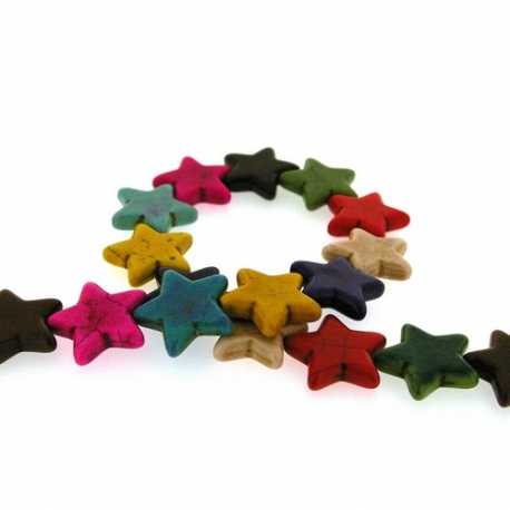 Gekleurd Turquoise kraal, ster, mix, 24 mm (ca. 9 st.)