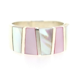 Ring, Sterling zilver, roze/wit parelmoer, maat 17 (1 st.)