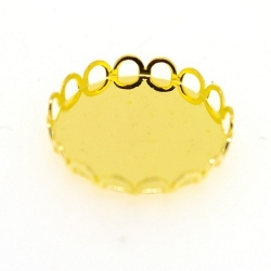 Metaal, tussenstuk cabochon/plaksteen, rond, goud, 21 mm (3 st.)