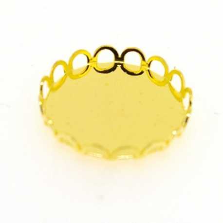 Metaal, tussenstuk cabochon/plaksteen, rond, goud, 21 mm (3 st.)