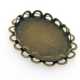 Metaal, tussenstuk cabochon/plaksteen, ovaal, antique goud, 30 x 23 mm (3 st.)