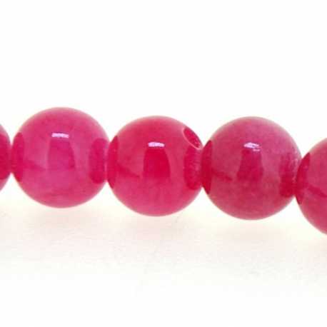 Gekleurd steen kraal, rond,  roze, 6 mm (streng)