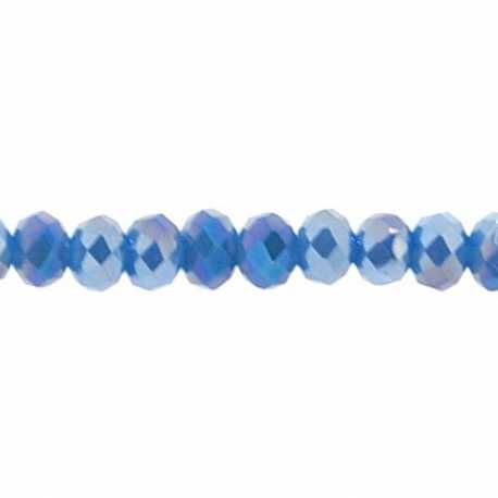 Facetkraal, donut, blauw AB, 3 x 4 mm (streng)