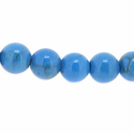 Gekleurd steen kraal, rond, blauw, 5 mm (streng)