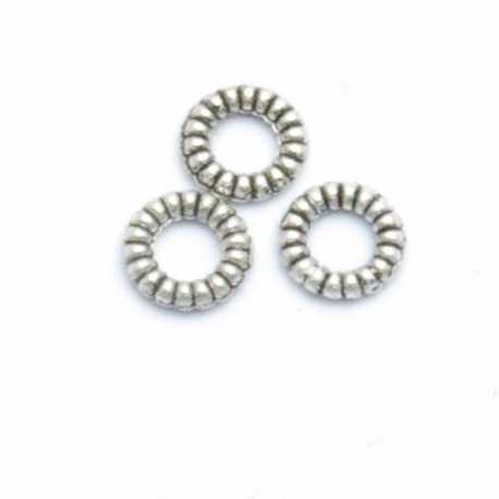Metallook, spacer, zilver, rond, 1 x 4 mm (15 gram)