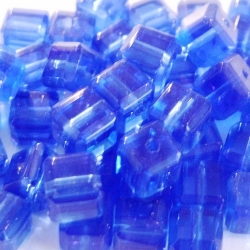 Glaskraal, blokje, blauw, 8 x 8 mm (11 st.)