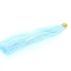 Kwastje met goudkleurig kapje, babyblauw, 65 mm (1 st.)