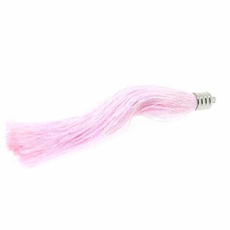 Kwastje met zilverkleurig kapje, lichtroze, 65 mm (1 st.)