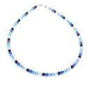 Ketting, sterling zilver met blauwe Swarovski (1 st.)