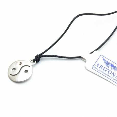 Ketting, zwart koord, sterling zilveren hanger (1 st.)