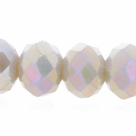 Facetkraal, donut, grijs, AB, 6 x 8 mm (streng)