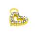 Metaal, bedel, goud, strass, hart, 15 mm (3 st.)