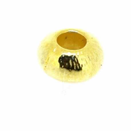 Metalen kraal, goud, donut, 6 x 10 mm, groot rijggat ca. 4 mm (10 st.)
