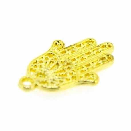 Metaal, bedel, goud, Fatima hand, 18 mm (3 st.)