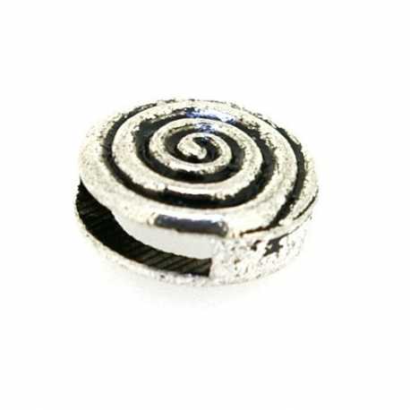 Metaal, leerschuiver, zilver, rond, 15 mm, voor leer/veter van max 11 x 2 mm (3 st.)