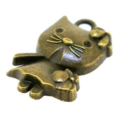Metaal, bedel, antique goud, Hello Kitty, 22 mm (3 st.)