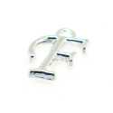 Metaal, bedel, letter F, zilver, 14 mm (1 st.)