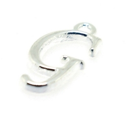 Metaal, bedel, letter G, zilver, 18 mm (1 st.)