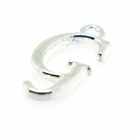 Metaal, bedel, letter G, zilver, 18 mm (1 st.)