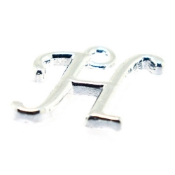 Metaal, bedel, letter H, zilver, 13 mm (1 st.)