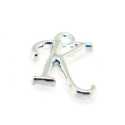 Metaal, bedel, letter K, zilver, 14 mm (1 st.)