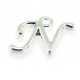 Metaal, bedel, letter N, zilver, 14 mm (1 st.)