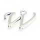 Metaal, bedel, letter W, zilver, 14 mm (1 st.)