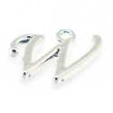 Metaal, bedel, letter W, zilver, 14 mm (1 st.)