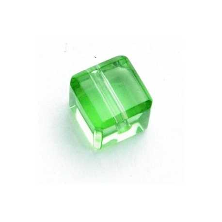 Glaskraal, blokje, donkergroen, 8 x 8 mm (10 st.)