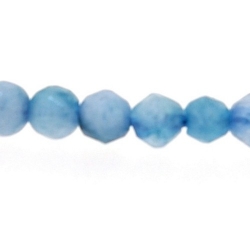 Agaat, kraal, rond, facetten, blauw, 3 mm (streng)
