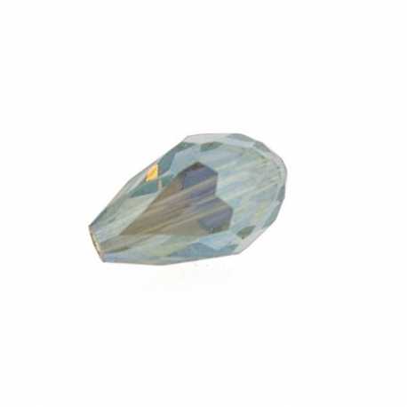 Glaskraal, druppel met facetten, olijfgroen, AB, 16 x 10 mm (10 st.)