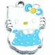 Metaal, bedel, Hello Kitty, strik, staand, blauw, 26 mm (1 st.)