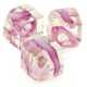 Glaskraal, blokje, roze/transparant, 10 mm (5 st)