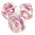 Glaskraal, blokje, roze/transparant, 10 mm (5 st)