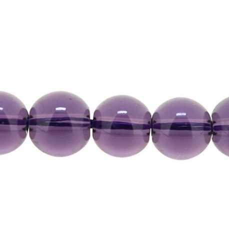Glaskraal, rond, amethyst, 6 mm (10 st.)
