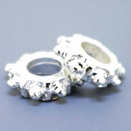 DQ Metaal, leerschuiver, zilver, rond, 13 mm, rijggat 6 mm (10 st.)