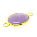 Metaal, tussen- montagestuk, ovaal, halfedelsteen Amethyst, 32 x 16 mm (1 st.)