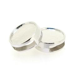 Metaal, leerschuiver, tbv plaksteen, rond, zilver, 14 mm (3 st.)