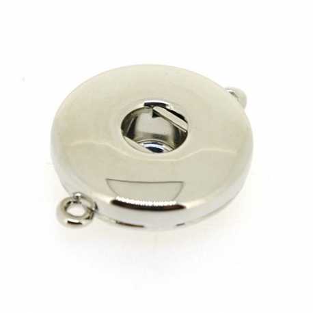 Metaal, tussenstuk met click, 2 rijgoogjes, zilver, 20 mm (1 st.)