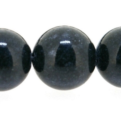 Gekleurd steen kraal, rond, donkerblauw, 12 mm (streng)