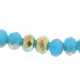 Facet, kraal, donut, duo-tone, turquoise/goud, 3 x 4 mm (streng)