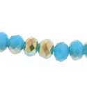 Facet, kraal, donut, duo-tone, turquoise/goud, 3 x 4 mm (streng)