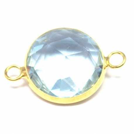 Metaal, tussen- montagestuk, rond, verguld, facet, lila, 24 mm (1 st.)